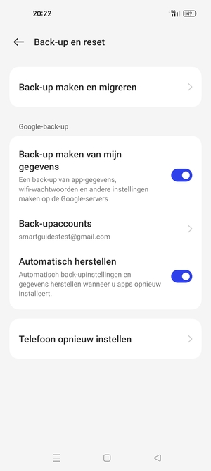 Selecteer Back-upaccounts