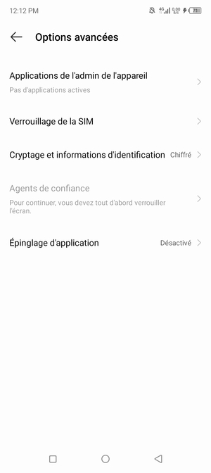 Sélectionnez Verrouilage de la SIM