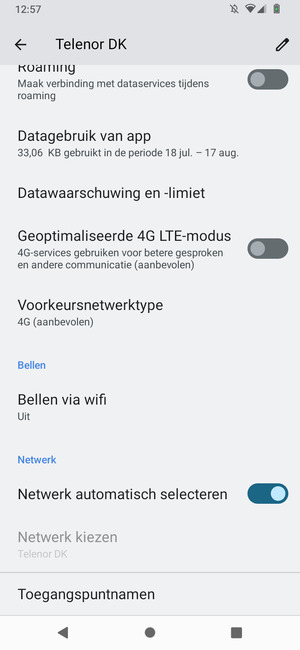 Scroll naar en selecteer Toegangspuntnamen