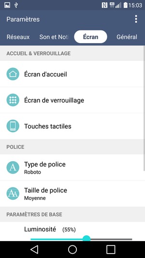 Sélectionnez Écran puis Écran de verrouillage