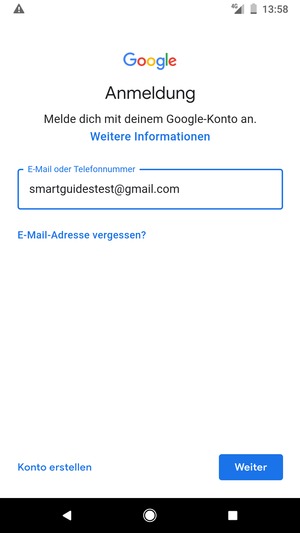 Geben Sie Ihre Gmail Adresse ein und wählen Sie Weiter