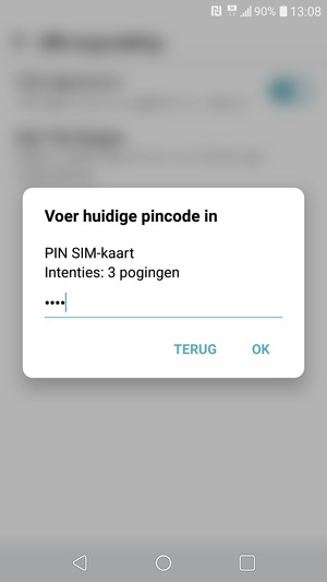 Voer uw huidige PIN SIM-kaart in en selecteer OK