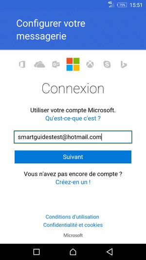 Saisissez votre adresse Hotmail et sélectionnez Suivant