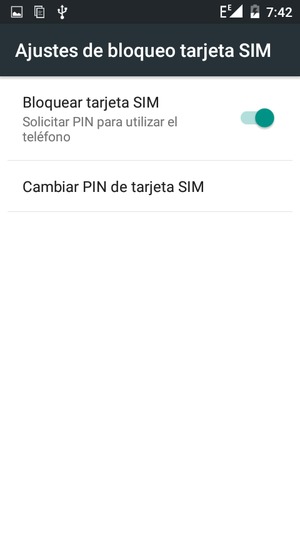 Seleccione Cambiar PIN de tarjeta SIM
