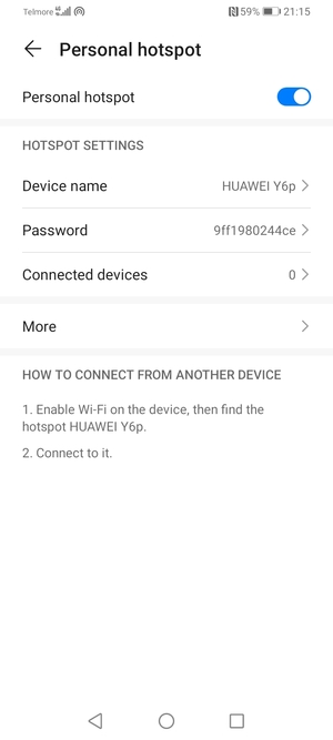 Your phone is now set up for use as a modem
