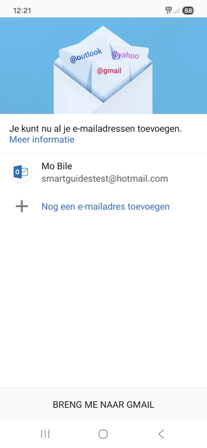 Selecteer BRENG ME NAAR GMAIL