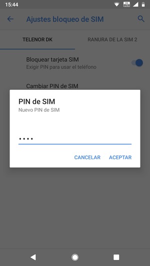 Introduzca su Nuevo PIN de SIM y seleccione ACEPTAR