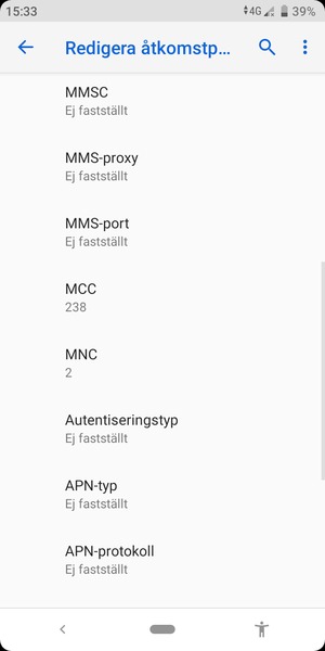 Scrolla ner och ange internetinformation