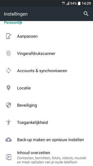Scroll naar en selecteer Back-up maken en opnieuw instellen