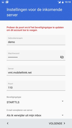 Selecteer Beveiligingstype