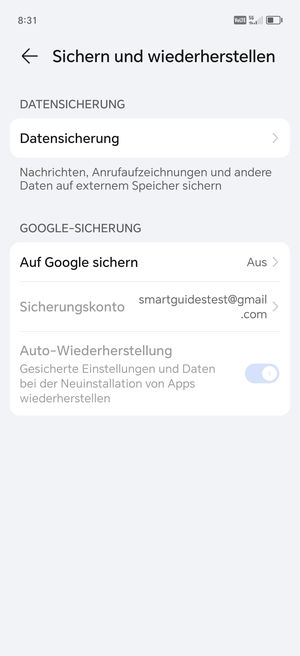 Wählen Sie Auf Google sichern