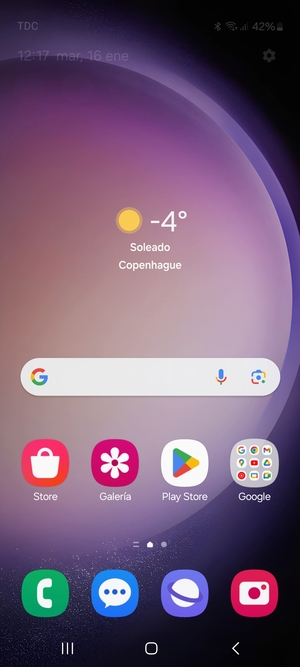 Deslice hacia abajo el menú superior