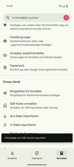 Ihre Kontakte werden in Ihrem Google Konto gespeichert und auf Ihrem Handy gespeichert, wenn Google das nächste Mal synchronisiert wird.