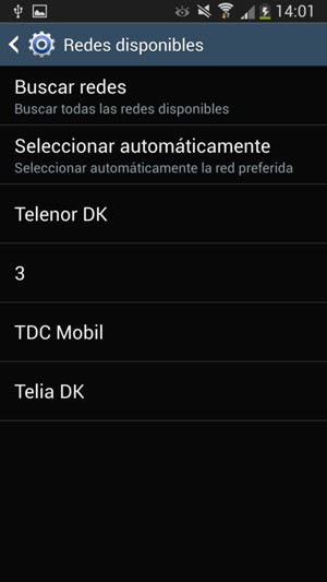 Seleccione un operador de red de la lista
