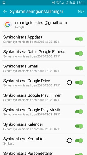 Din information kommer att synkroniseras