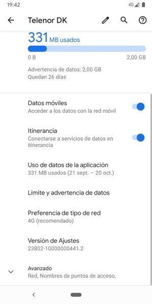 Activar o desactivar Itinerancia