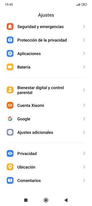 Desplácese y seleccione Ajustes adicionales