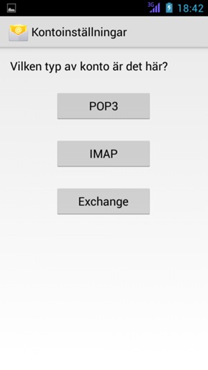 Välj POP3 eller IMAP