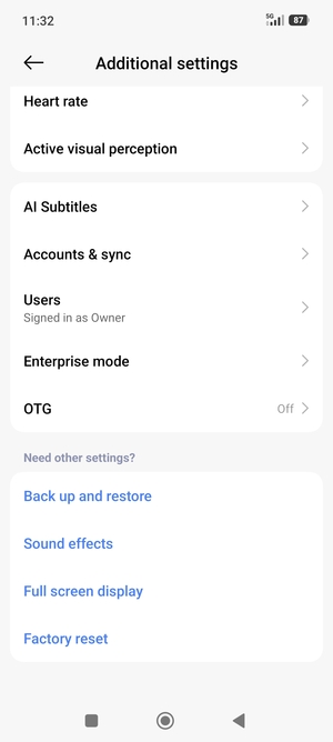 Scroll to and select Accounts & sync
