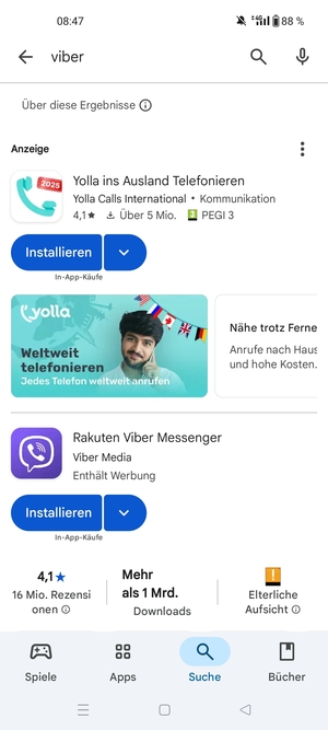 Wählen Sie die App