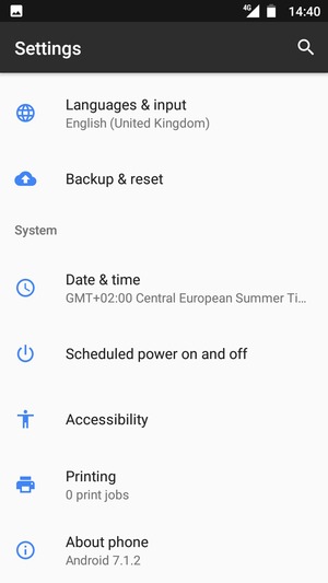 Scroll to and select About phone