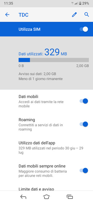 Attiva o disattiva Roaming