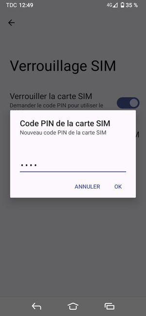 Saisissez votre Nouveau code PIN de la carte SIM et sélectionnez OK