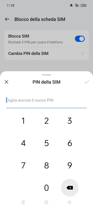 Conferma il nuovo PIN SIM e seleziona OK
