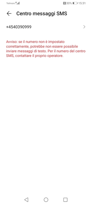 Seleziona Centro messaggi SMS