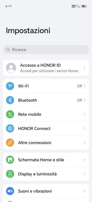 Seleziona Wi-Fi