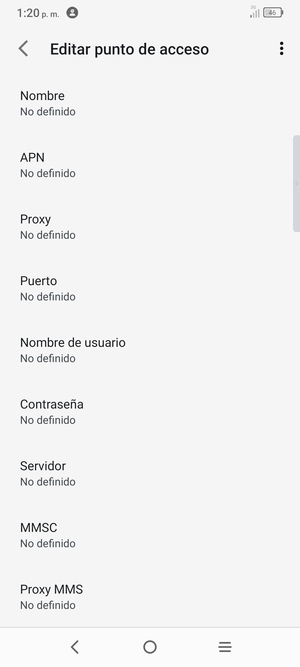 Introduzca la información de MMS