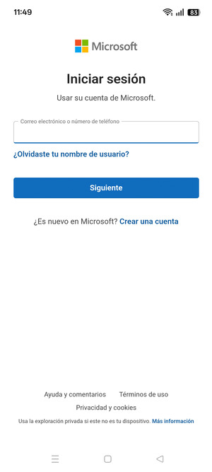 Introduzca su Dirección de correo electrónico y seleccione Siguiente
