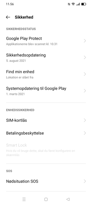 Scroll til og vælg SIM-kortlås