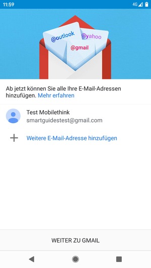 Wählen Sie WEITER ZU GMAIL