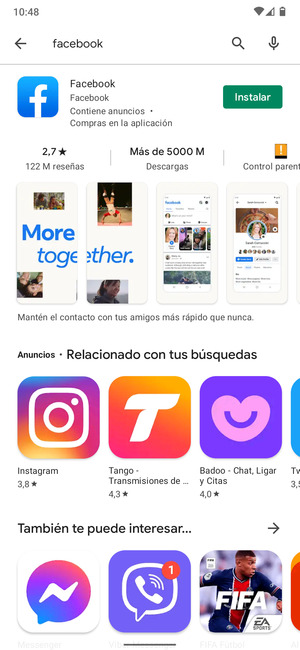 Seleccione la aplicación