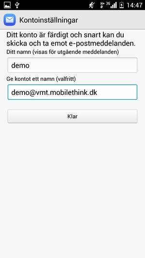 Ge ditt konto ett namn och ange ditt namn. Välj Klar / Nästa