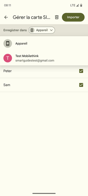 Sélectionnez votre compte Google