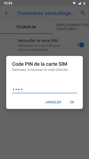 Veuillez confirmer votre nouveau code PIN de la carte SIM et sélectionner OK