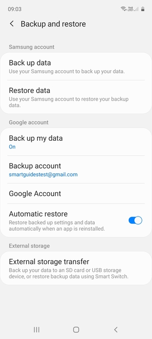 Select Backup account