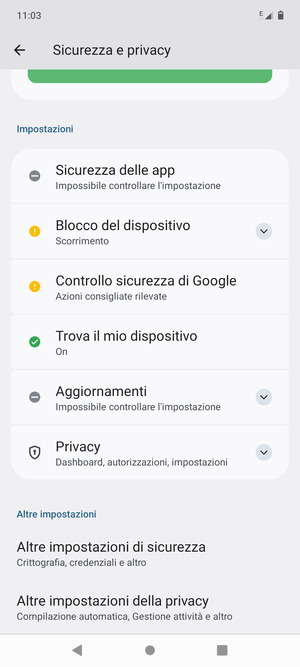 Scorri e seleziona Altre impostazioni di sicurezza
