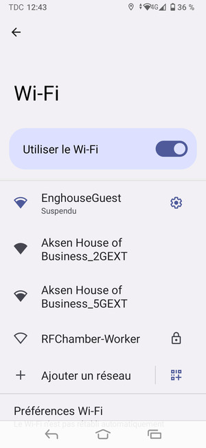 Vous êtes maintenant connecté au réseau Wi-Fi