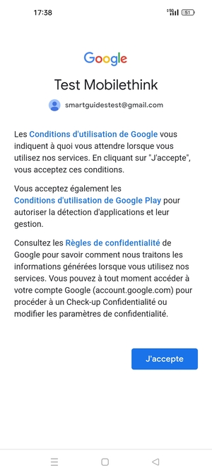 Sélectionnez J'accepte