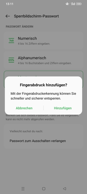 Wählen Sie die gewünschte Option