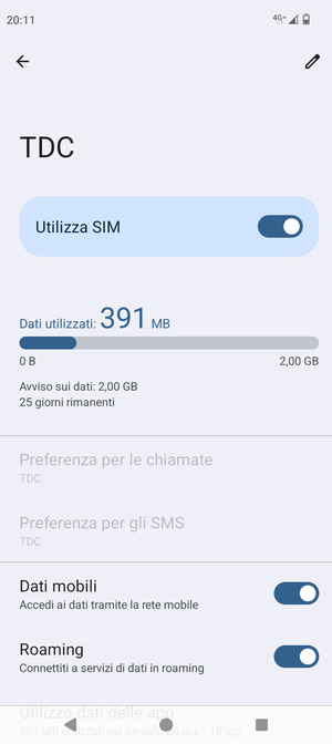 Attiva o disattiva Roaming
