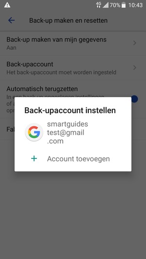 Selecteer uw back-up-account