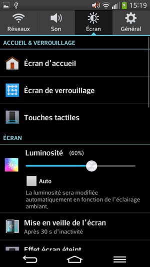 Sélectionnez Écran de verrouillage
