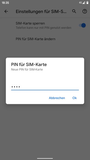 Geben Sie Ihre Neue PIN für SIM-Karte ein und wählen Sie Ok