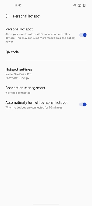 Your phone is now set up for use as a modem