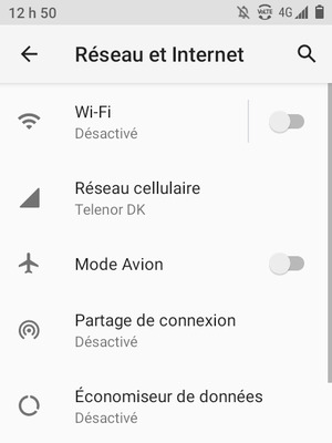 Sélectionnez Réseau cellulaire