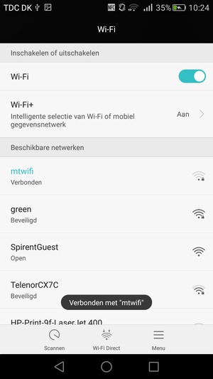 U bent nu verbonden met het WiFi-netwerk